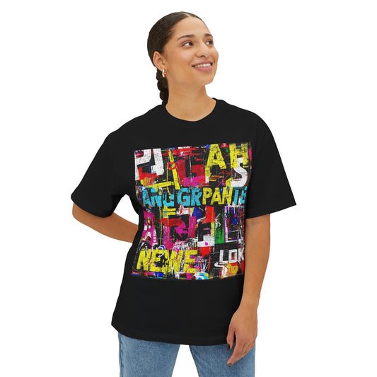 Stylish Oversized Boxy Tee with Artistic Design, Casual Wear, Graphic T-Shirt, Street Style, Trendy Gift