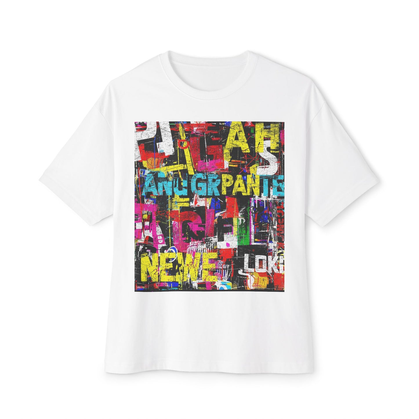 Stylish Oversized Boxy Tee with Artistic Design, Casual Wear, Graphic T-Shirt, Street Style, Trendy Gift