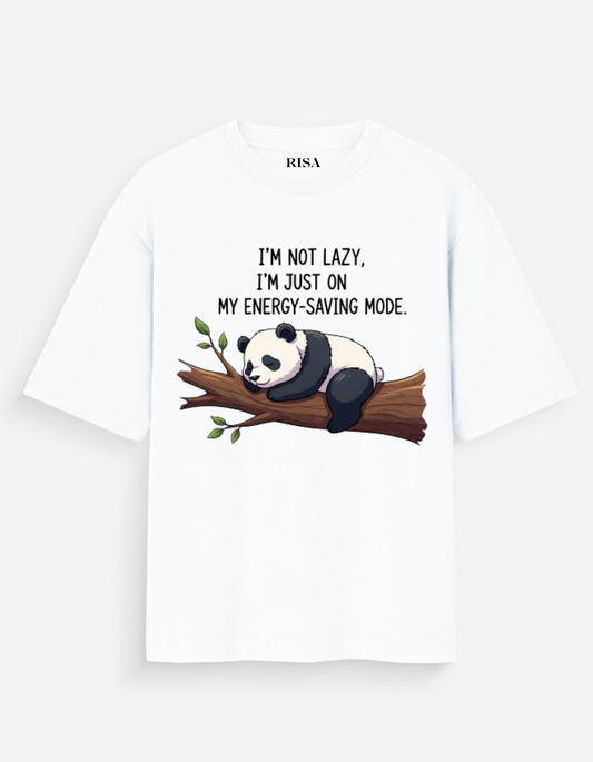 "I'm Not Lazy" Panda Energy-Saving Mode Graphic T-Shirt | Unisex Humorous ; Cute Apparel