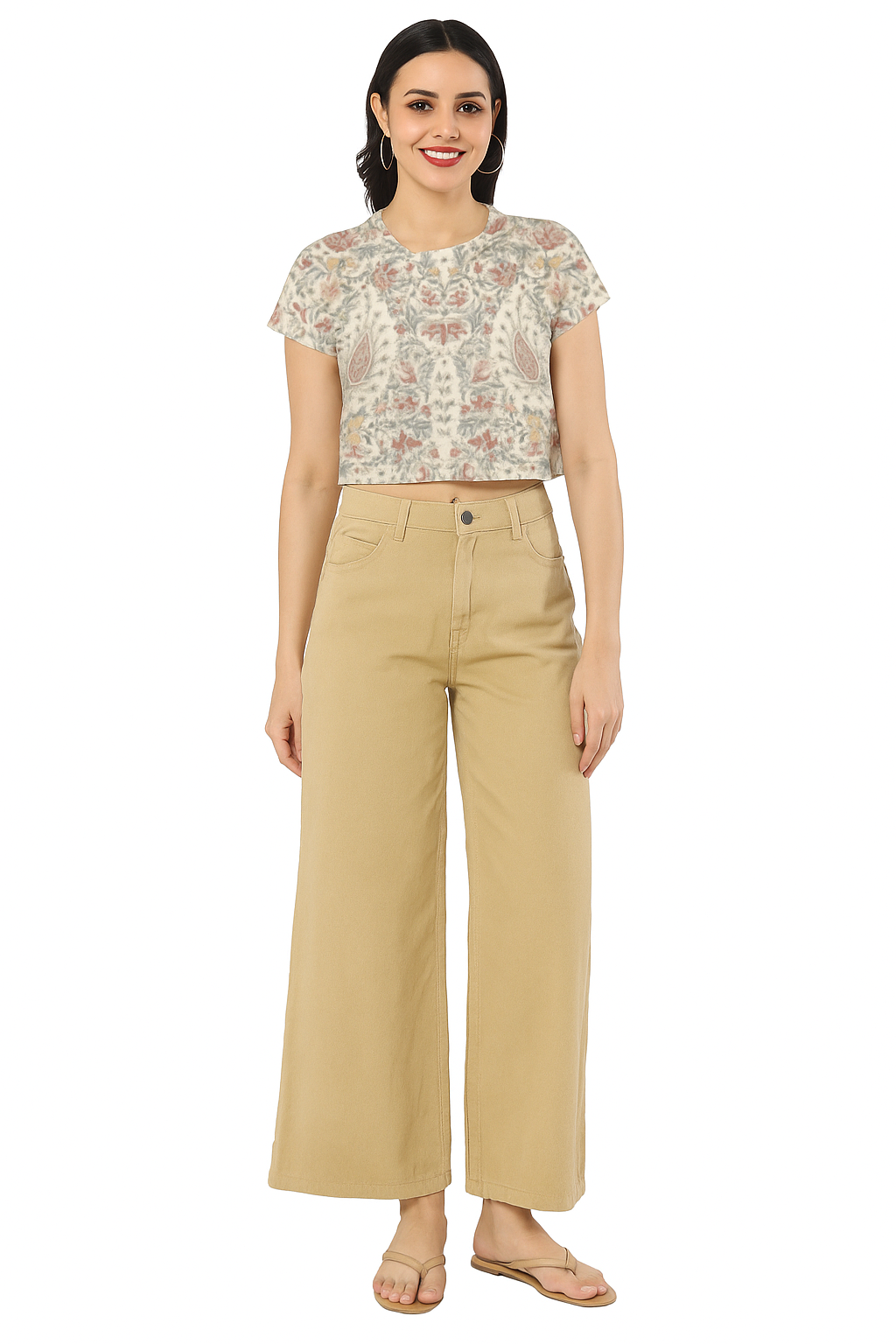 Victorian Floral & Paisley Print Crop Top T-Shirt