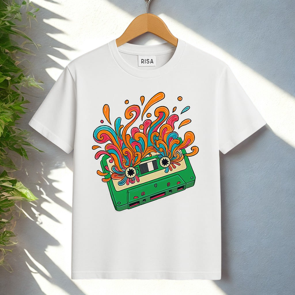 Retro Blast Graphic Printed Pure Cotton Round Neck T-shirt