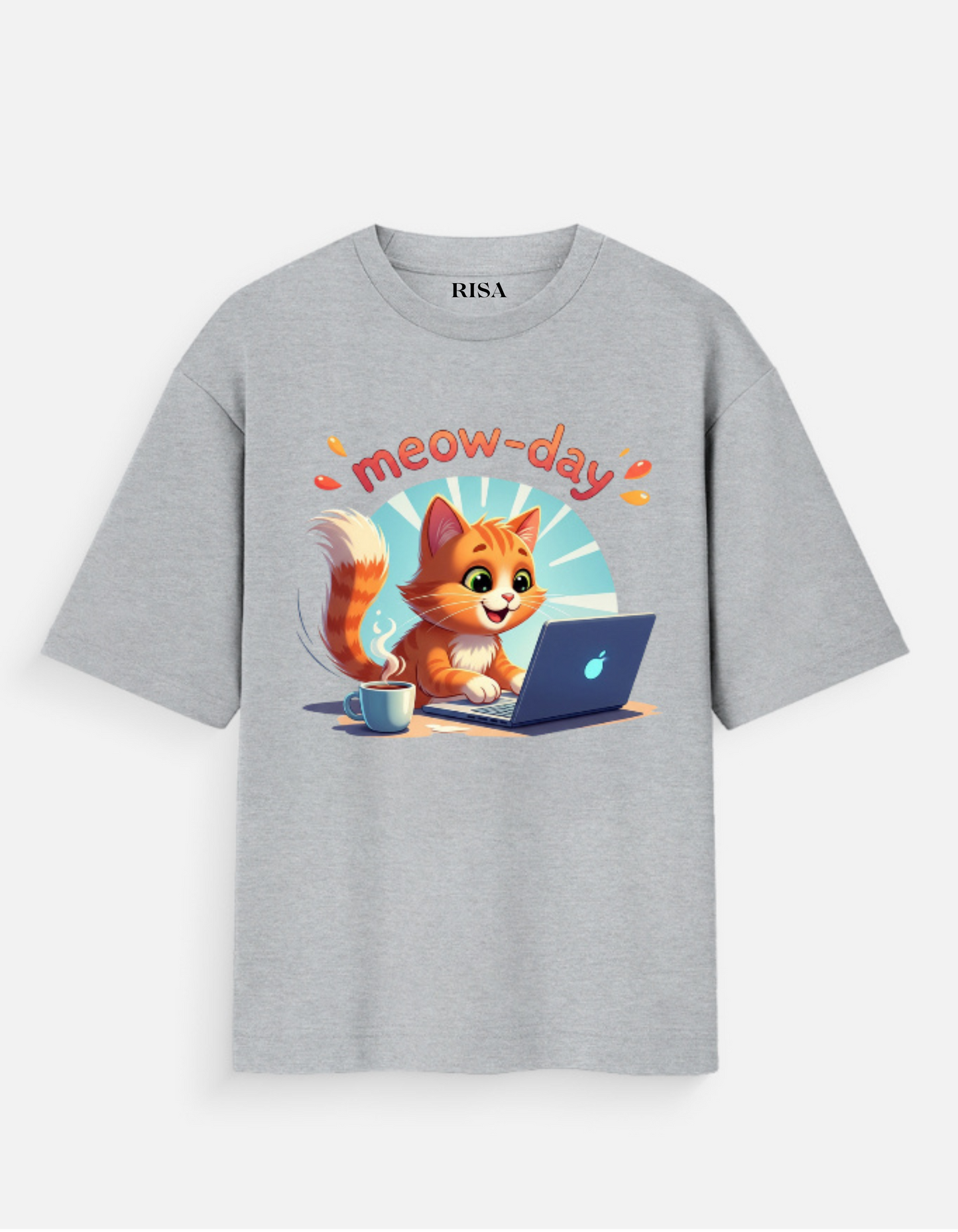 "Meow-day" Working Cat Graphic Printed T-Shirt | Unisex Cute & Humorous Apparel