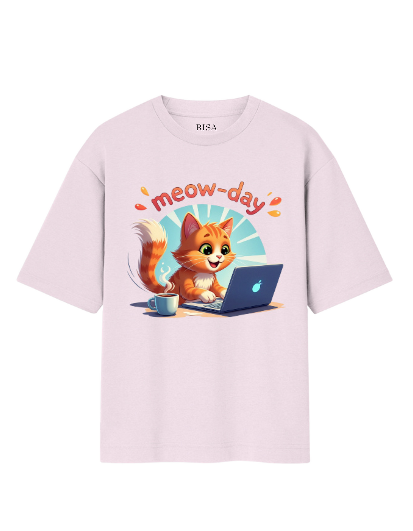 "Meow-day" Working Cat Graphic Printed T-Shirt | Unisex Cute & Humorous Apparel