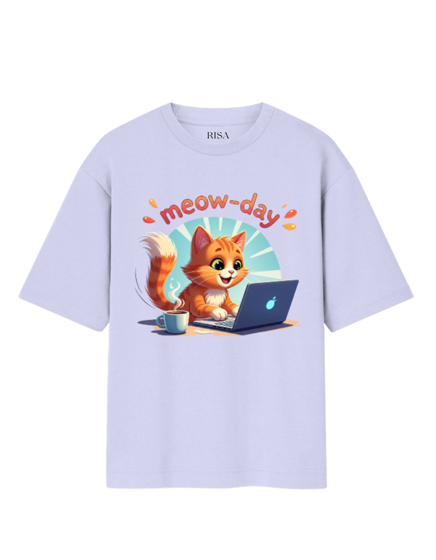 "Meow-day" Working Cat Graphic Printed T-Shirt | Unisex Cute & Humorous Apparel