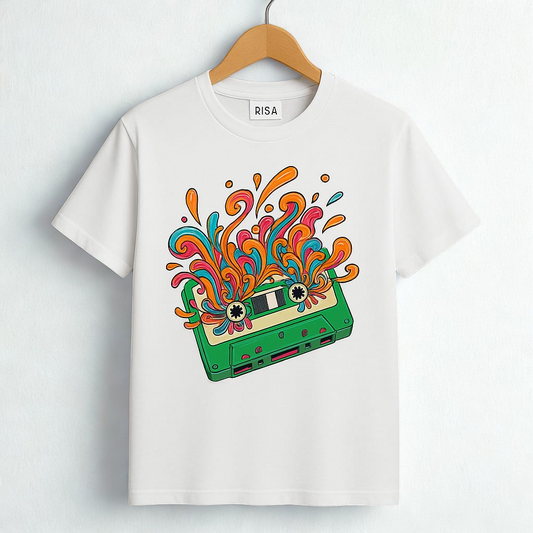 Retro Blast Graphic Printed Pure Cotton Round Neck T-shirt