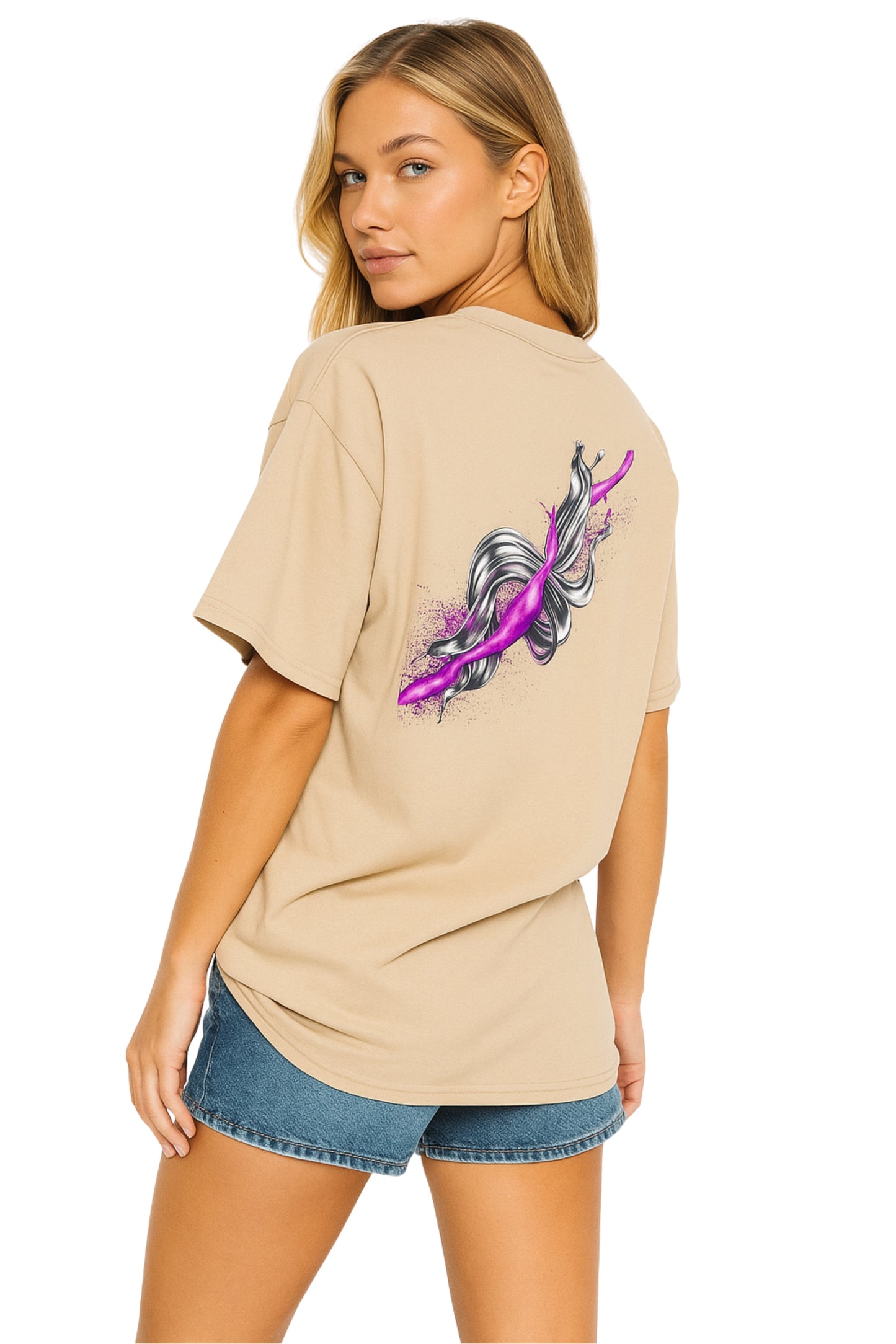 Black Graphic T-Shirt with 3D Splash Print