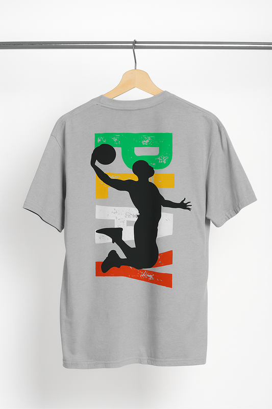 "PLAY" Basketball Silhouette Graphic Printed T-Shirt | Unisex Sporty & Streetwear Apparel