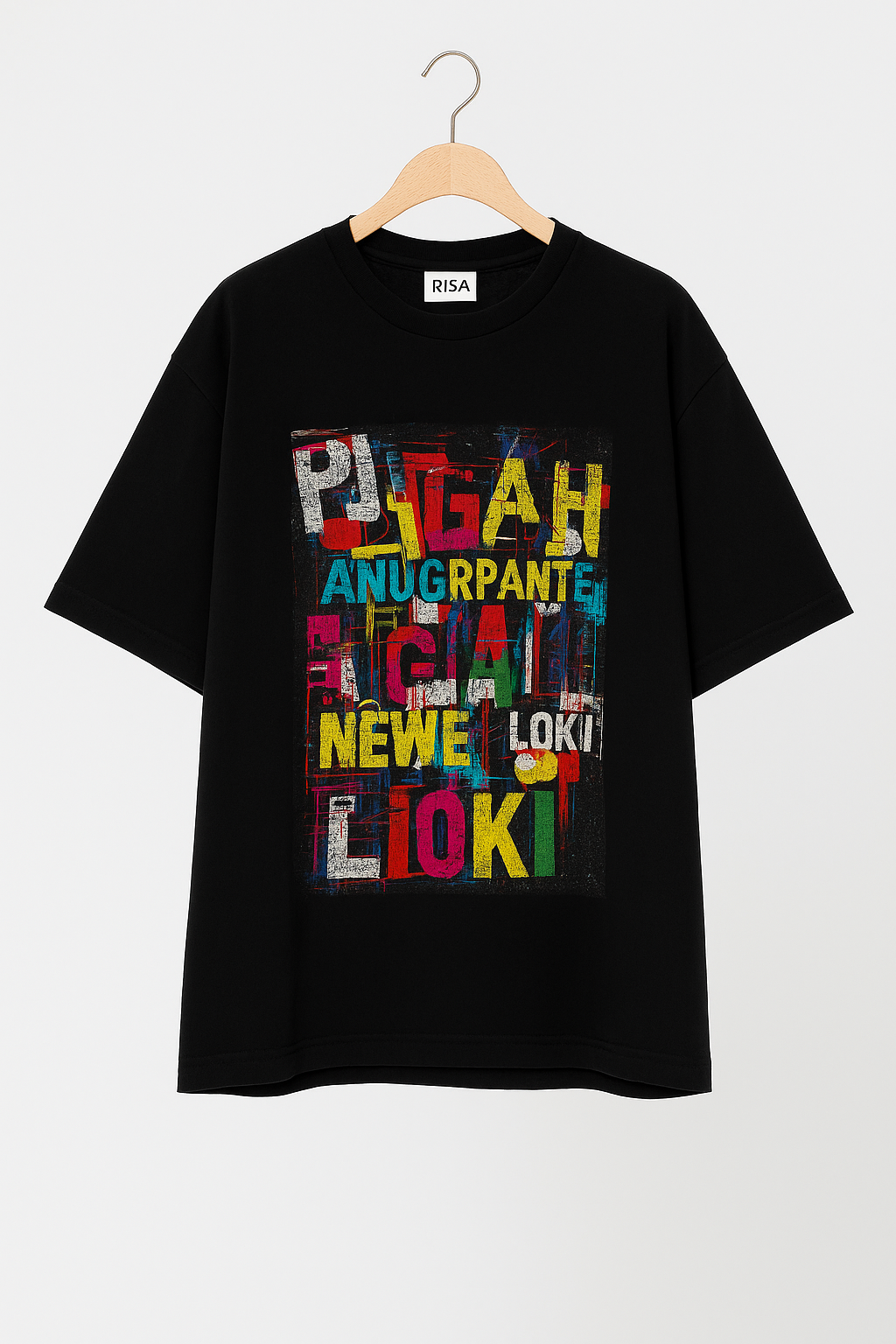 Abstract Typography Printed Oversized T-Shirt | Unisex