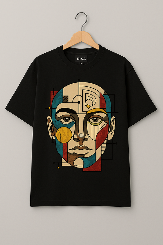 Unisex Cubist Art Graphic T-Shirt | Black