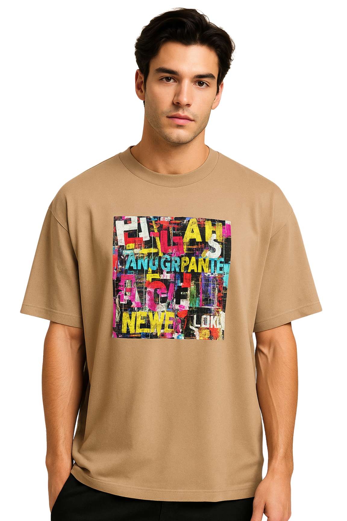 Abstract Typography Printed Oversized T-Shirt | Unisex