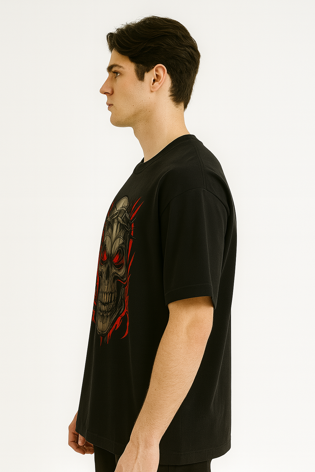 Fiery Skull with Crown of Thorns Graphic Printed T-Shirt | Unisex Edgy Apparel