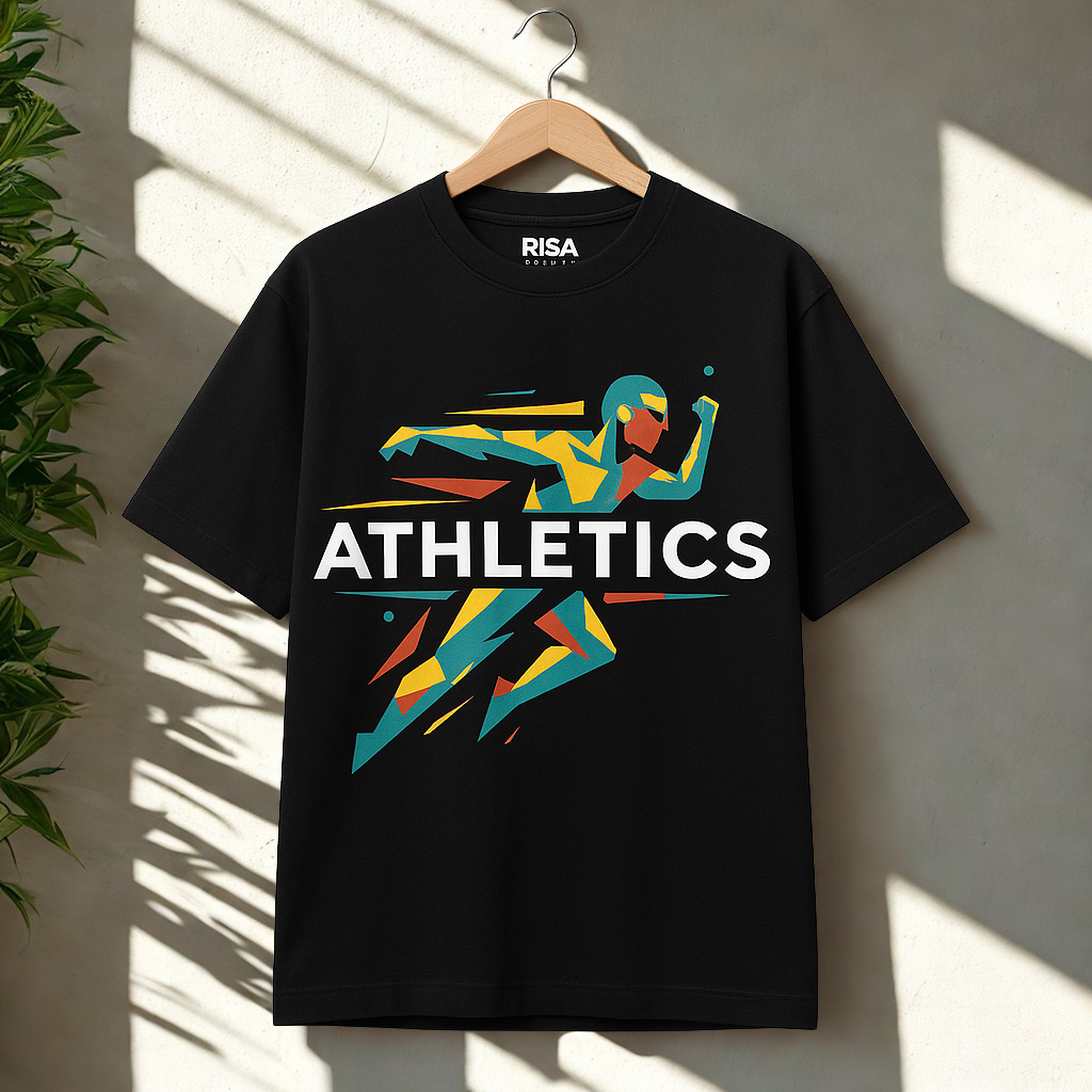 Unisex Athletics Graphic Printed T-Shirt | Black