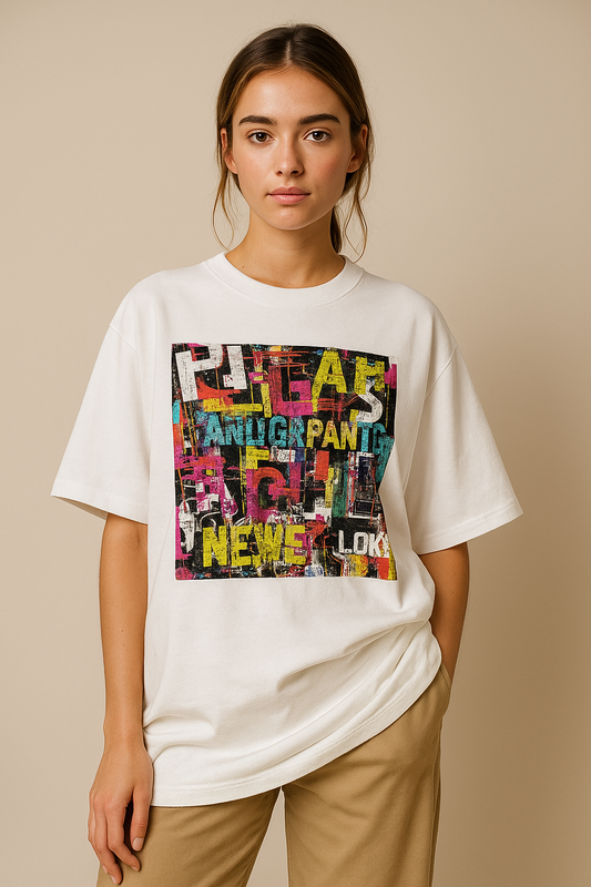Abstract Typography Printed Oversized T-Shirt | Unisex