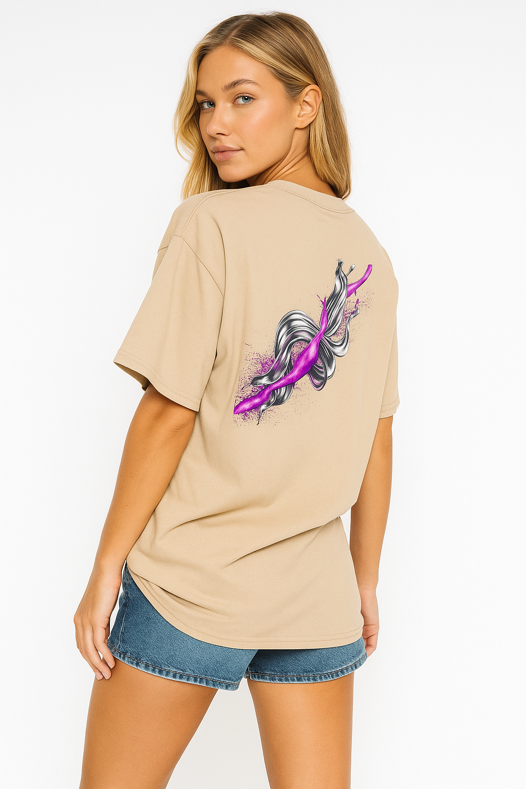 Black Graphic T-Shirt with 3D Splash Print