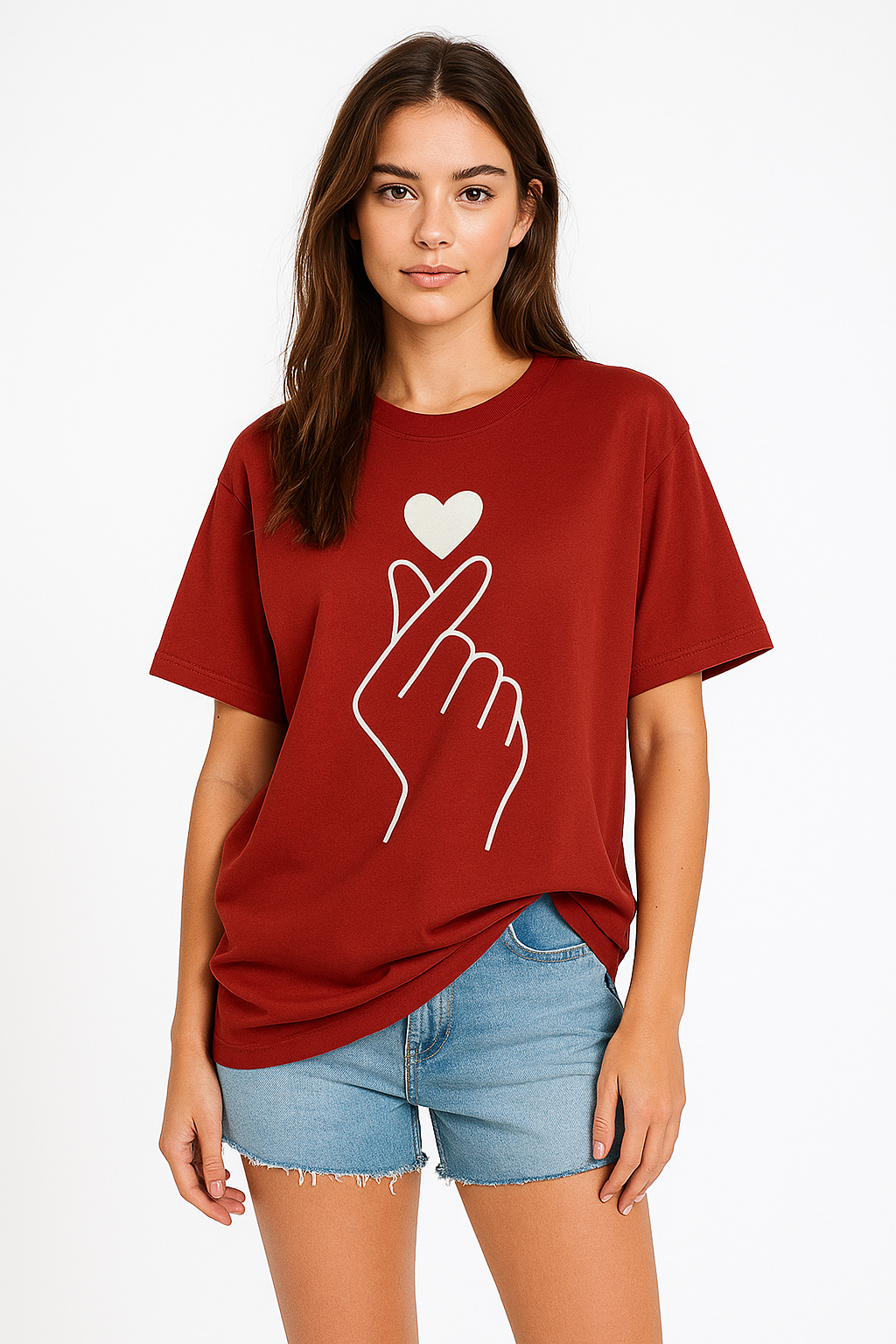 Finger Heart Graphic Printed T-Shirt | Unisex K-Pop Inspired Apparel