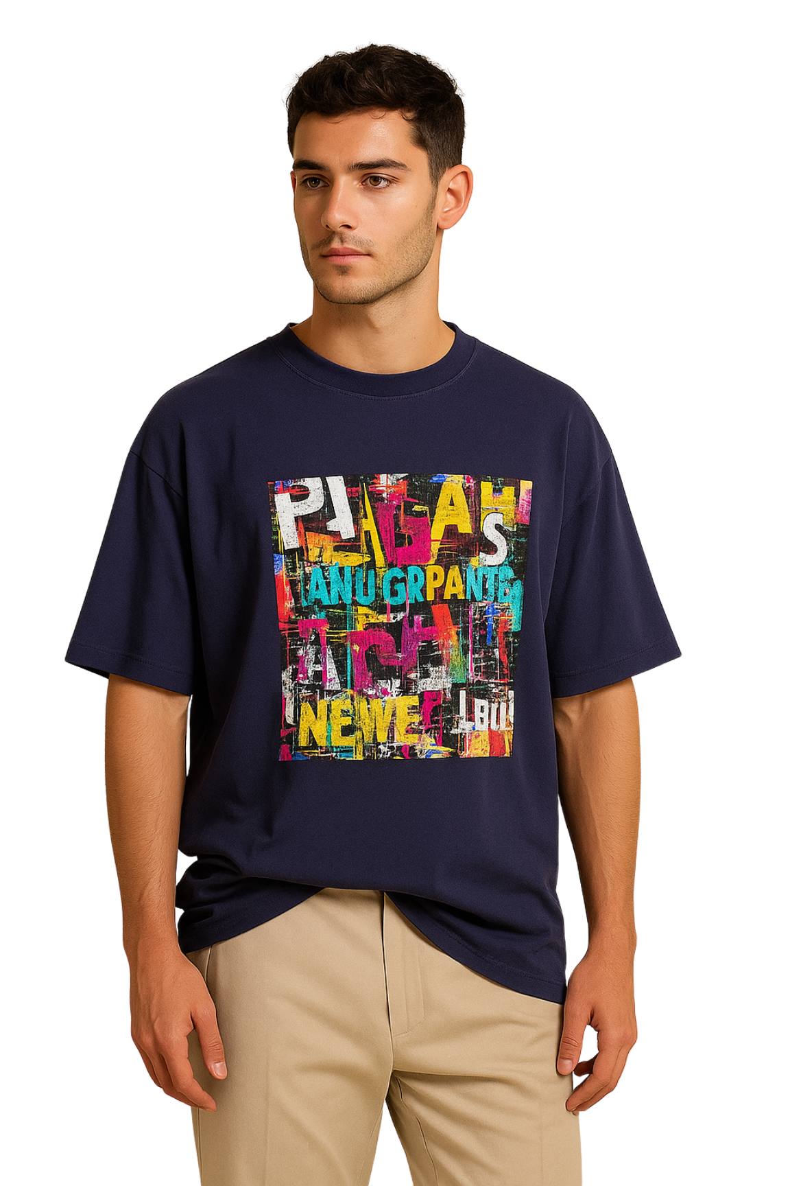 Abstract Typography Printed Oversized T-Shirt | Unisex
