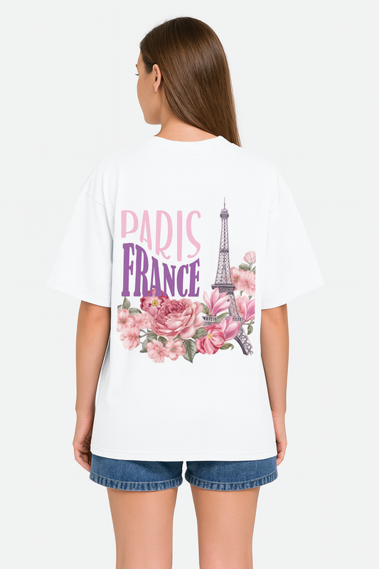 Paris France Eiffel Tower & Floral Graphic T-Shirt | Unisex Romantic Travel Apparel