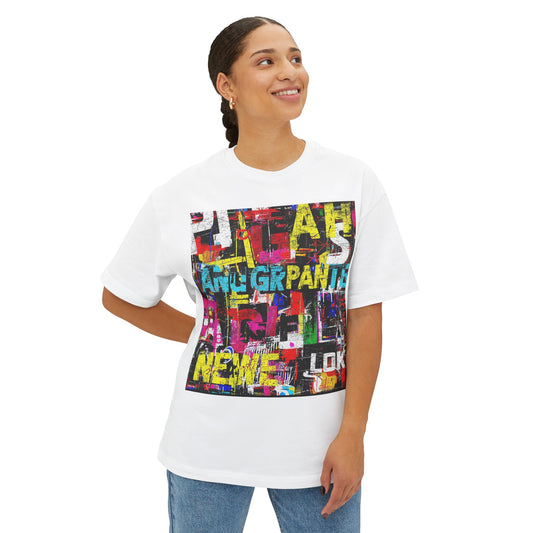 Stylish Oversized Boxy Tee with Artistic Design, Casual Wear, Graphic T-Shirt, Street Style, Trendy Gift
