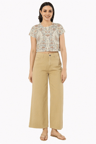 Victorian Floral & Paisley Print Crop Top T-Shirt