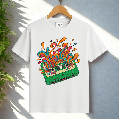 Retro Blast Graphic Printed Pure Cotton Round Neck T-shirt