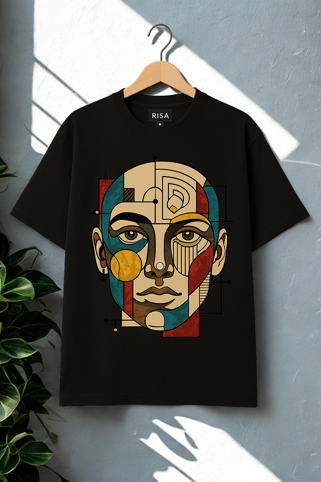 Unisex Cubist Art Graphic T-Shirt | Black