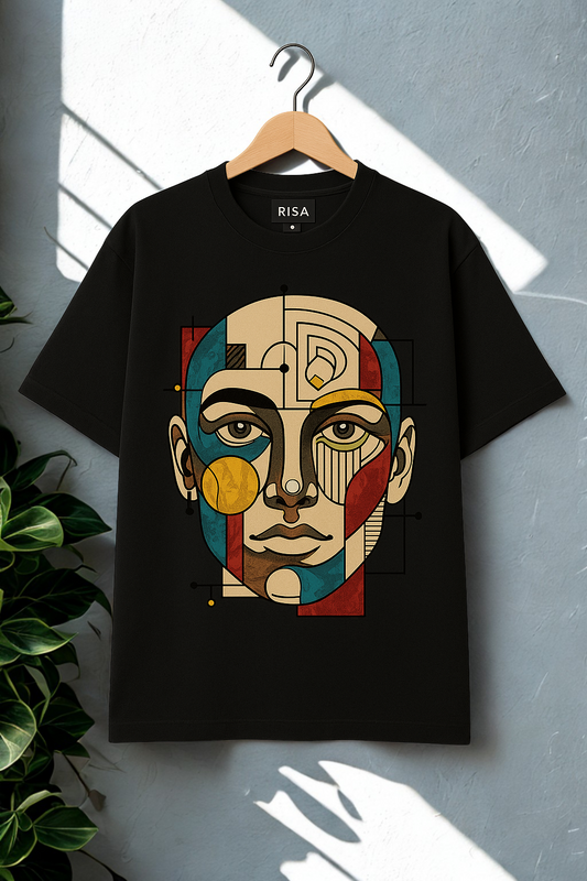 Unisex Cubist Art Graphic T-Shirt | Black