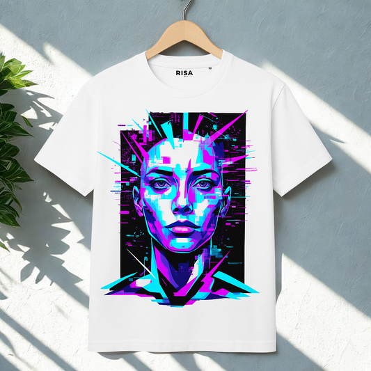 Unisex Cyberpunk Glitch Art Graphic T-Shirt | Black