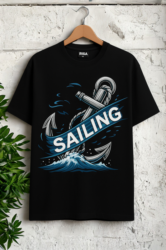 Unisex "Sailing" Anchor Graphic T-Shirt | White