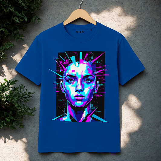 Unisex Cyberpunk Glitch Art Graphic T-Shirt | Black
