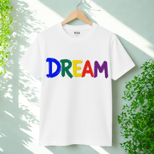 DREAM Multi-Colour Graphic Printed Pure Cotton T-shirt