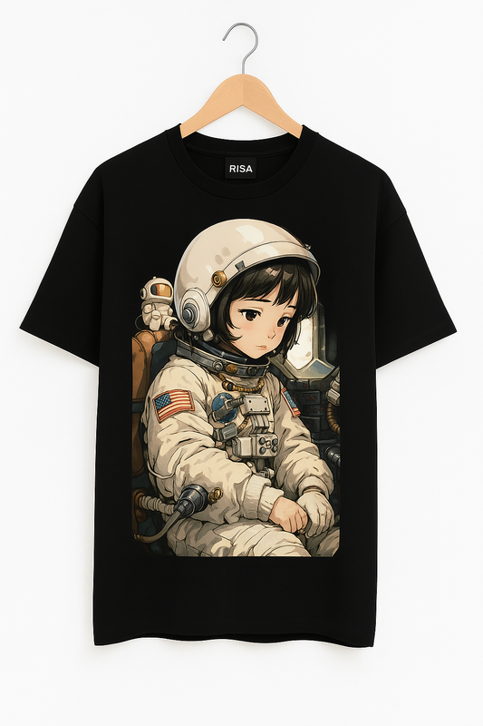 Anime Astronaut Girl Graphic Printed T-Shirt | Unisex Sci-Fi & Kawaii Apparel