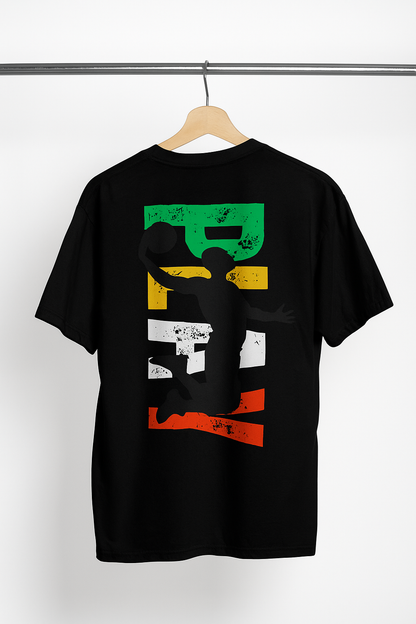 "PLAY" Basketball Silhouette Graphic Printed T-Shirt | Unisex Sporty & Streetwear Apparel