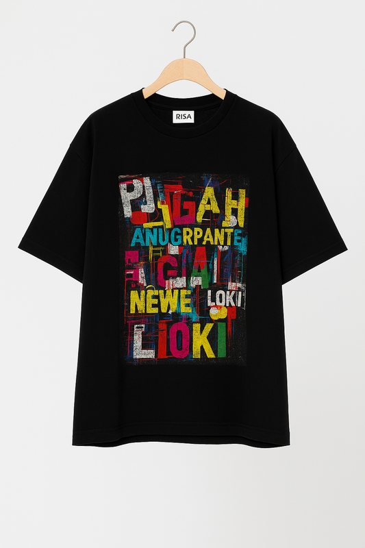 Abstract Typography Printed Oversized T-Shirt | Unisex