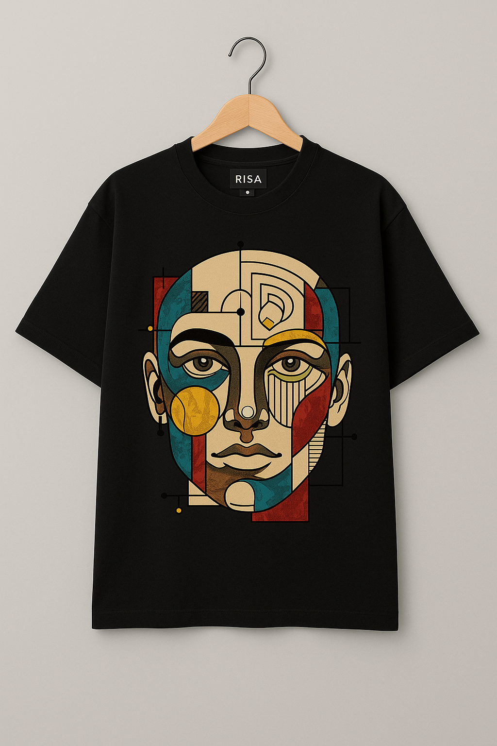 Unisex Cubist Art Graphic T-Shirt | Black