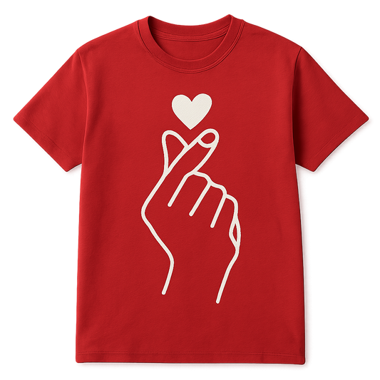 Finger Heart Graphic Printed T-Shirt | Unisex K-Pop Inspired Apparel