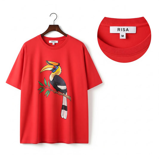 Red Printed Oversized T-Shirt