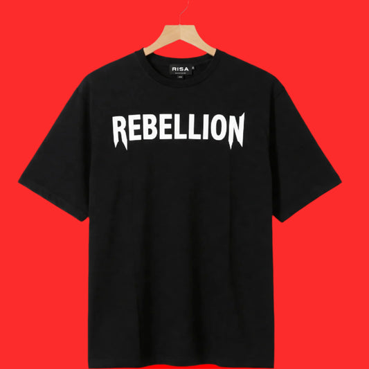 BLACK REBELLION TYPOGRAPHY PRINTED T-SHIRT