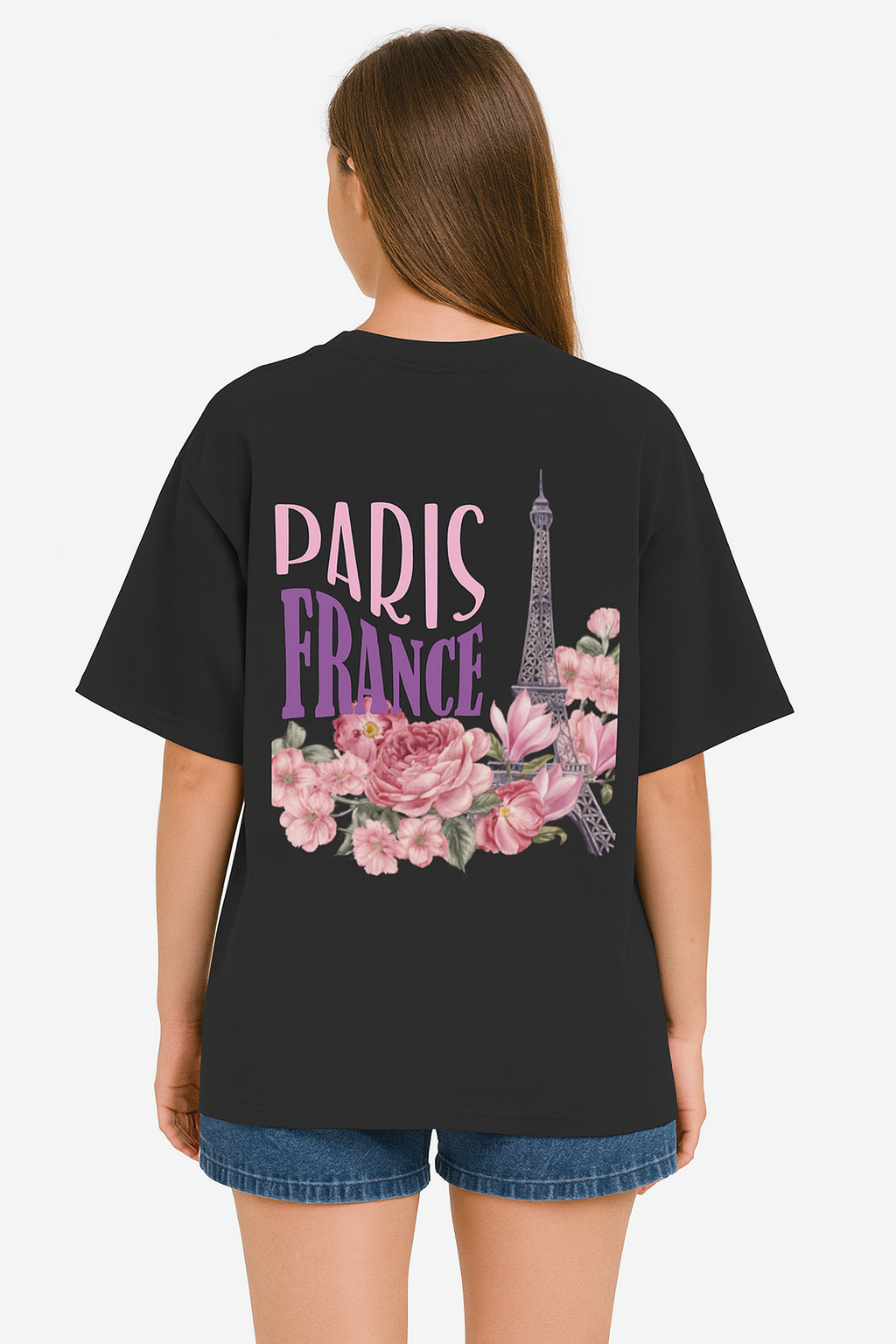 Paris France Eiffel Tower & Floral Graphic T-Shirt | Unisex Romantic Travel Apparel