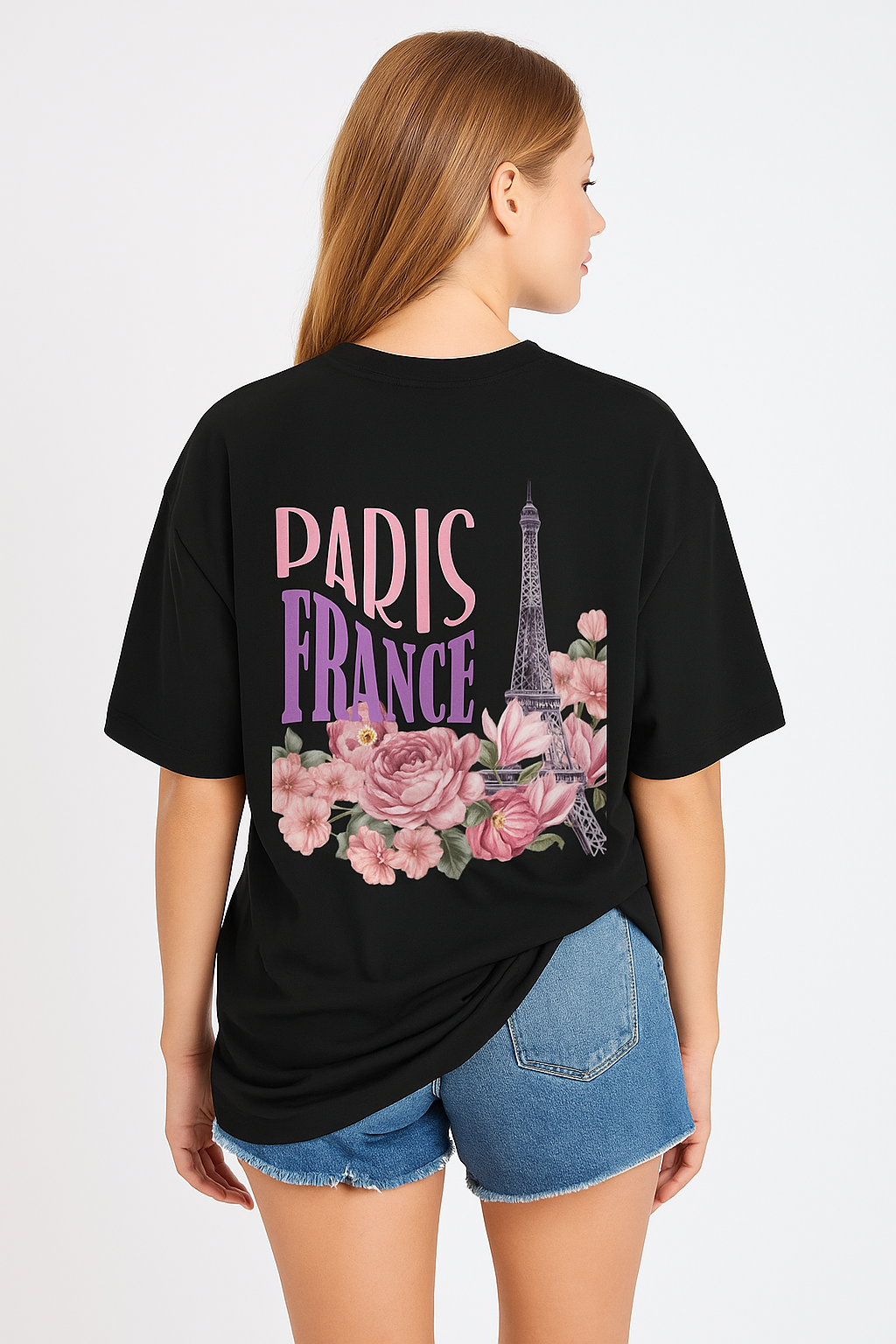Paris France Eiffel Tower & Floral Graphic T-Shirt | Unisex Romantic Travel Apparel
