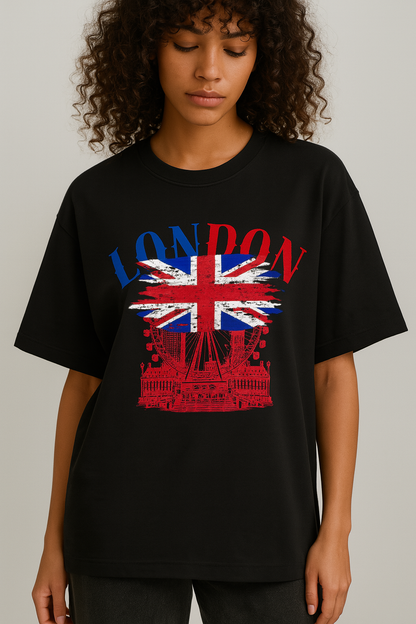 London City & Union Jack Graphic Printed Unisex T-Shirt