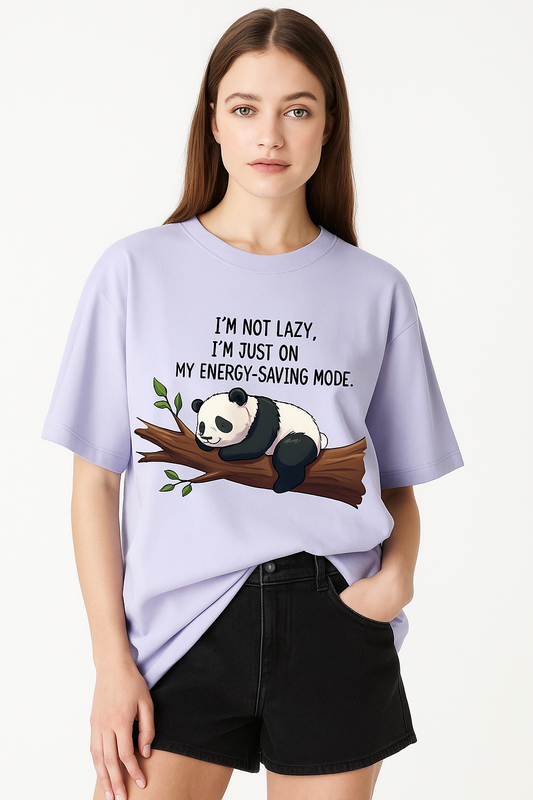 "I'm Not Lazy" Panda Energy-Saving Mode Graphic T-Shirt | Unisex Humorous ; Cute Apparel