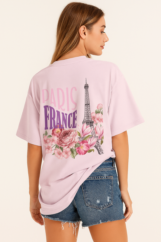 Paris France Eiffel Tower & Floral Graphic T-Shirt | Unisex Romantic Travel Apparel