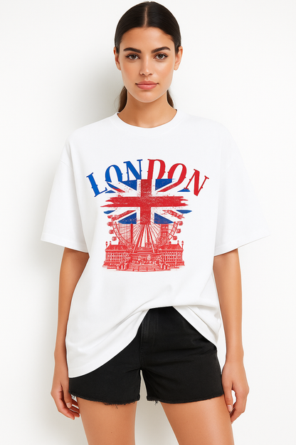 London City & Union Jack Graphic Printed Unisex T-Shirt
